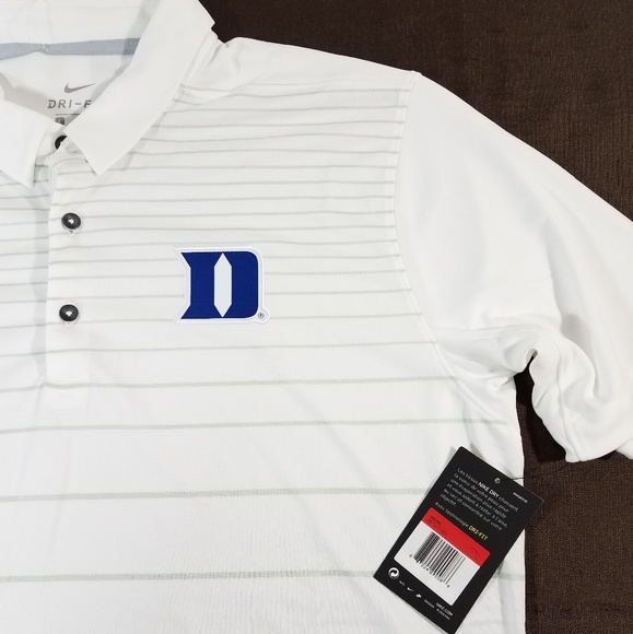 Nike Dry Duke Blue Devils Striped Polo Shirt L - Picture 2 of 8